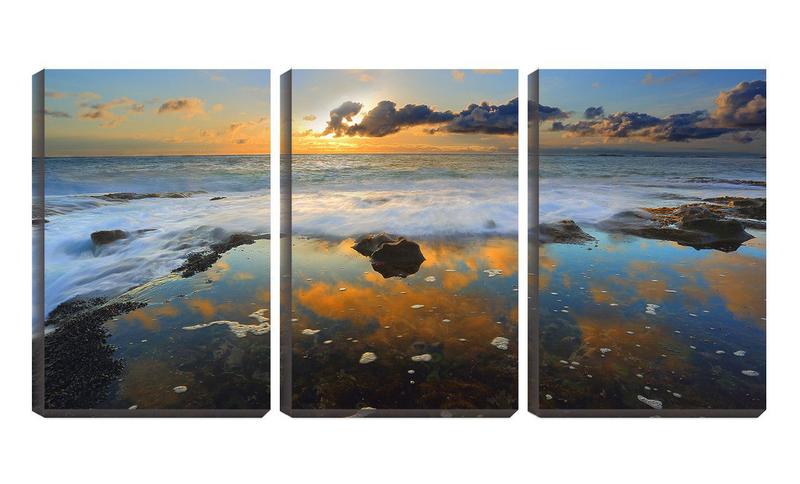 Imagem de Quadro canvas 55x110 sol entre nuvens no mar