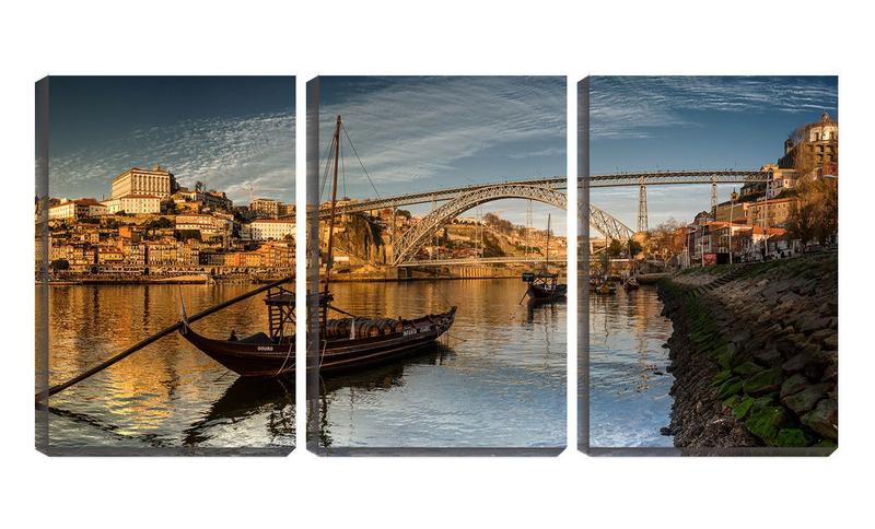 Imagem de Quadro canvas 68x126 barco sob ponte na itália