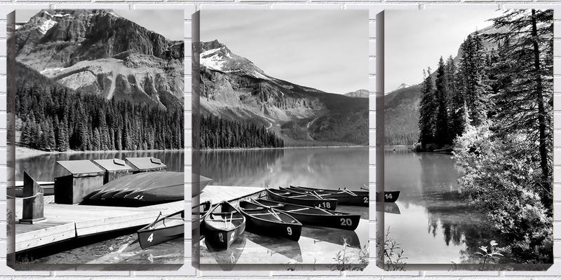 Imagem de Quadro canvas 68x126 canos pb na beira do lago