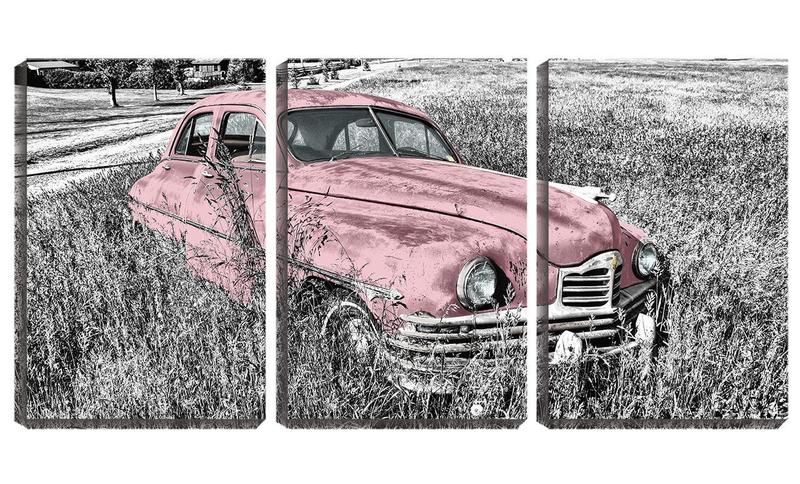 Imagem de Quadro canvas 68x126 carro velho sobre o mato pb
