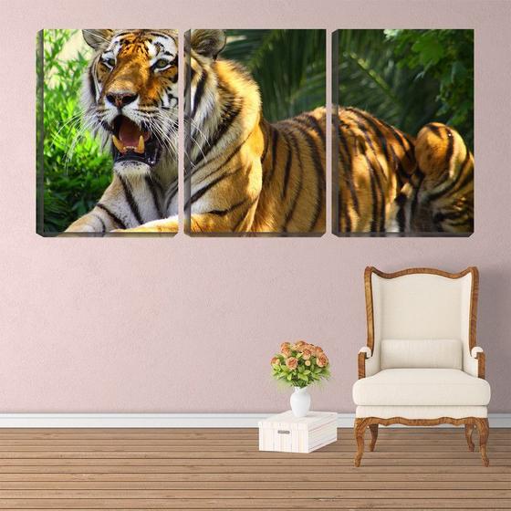 Imagem de Quadro canvas 68x126 dentes grandes de tigre asiático