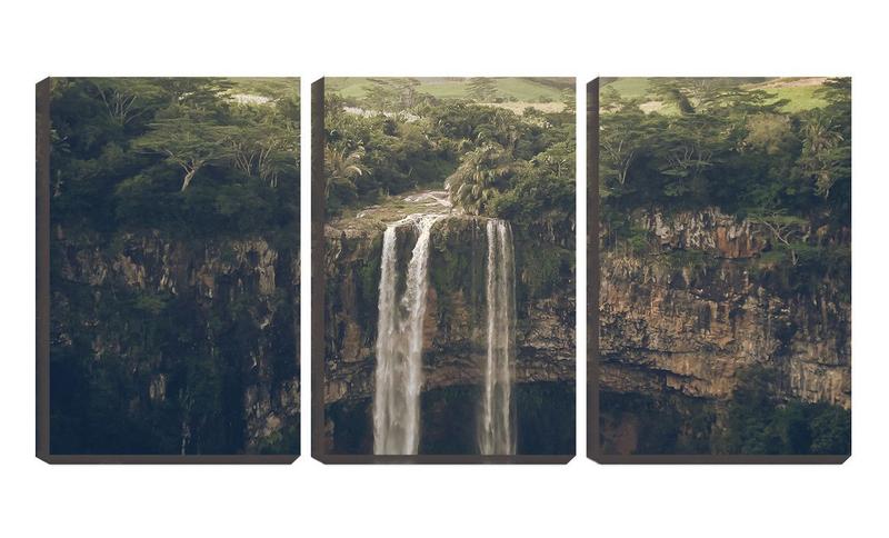 Imagem de Quadro canvas 68x126 dois fios de cachoeira entre pedras