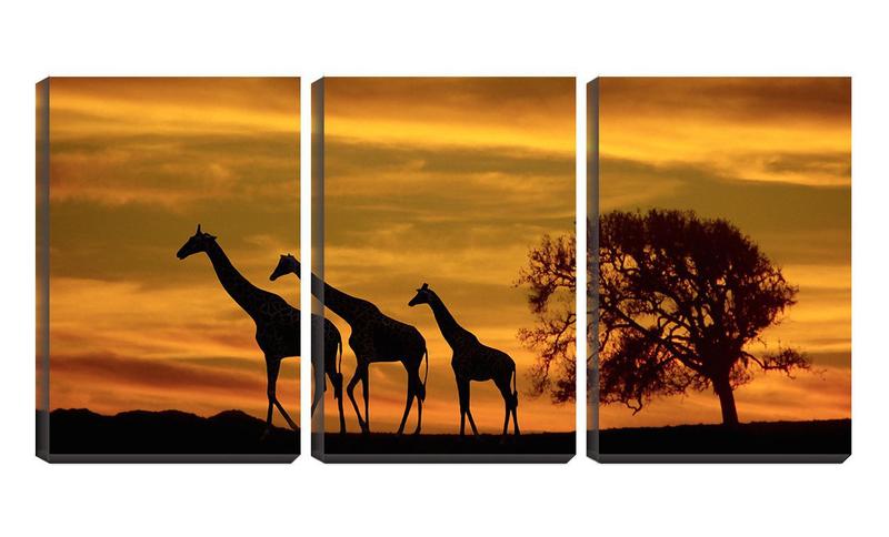 Imagem de Quadro canvas 68x126 silhueta de girafas