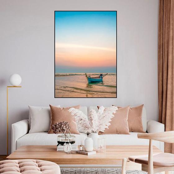 Imagem de Quadro Canvas Barco no por do Sol 70x50