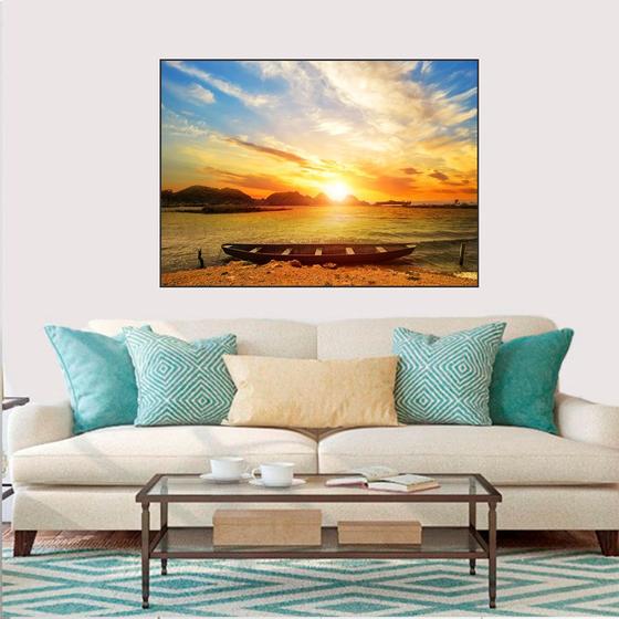 Imagem de Quadro Canvas Barco por do Sol 60x90