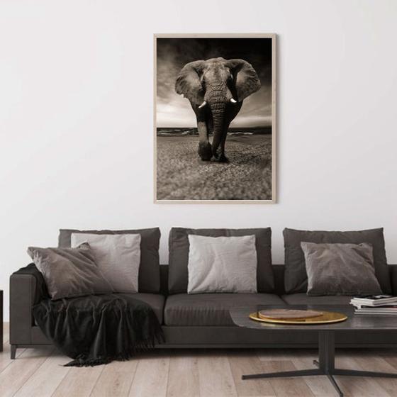 Imagem de Quadro Canvas Decorativo para Sala Elefante Savana 60x40