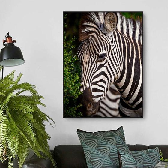 Imagem de Quadro Canvas Decorativo para Sala Savana Africana Zebra 60x40