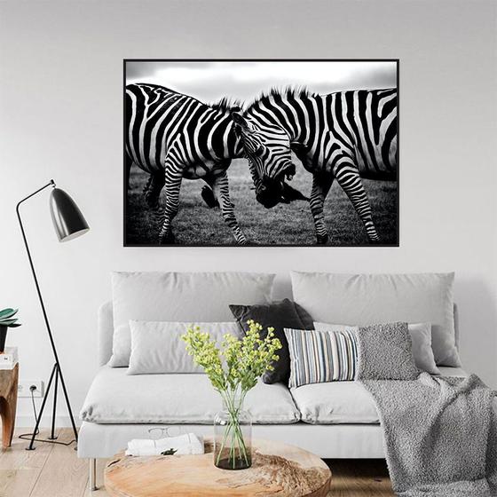 Imagem de Quadro Canvas Decorativo para Sala Zebras 50x70