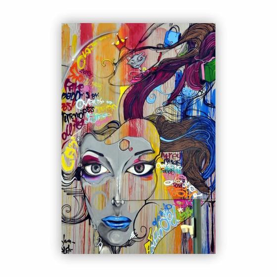 Imagem de Quadro Canvas Graffiti Abstrato Muro Rua Mulher 60X40Cm