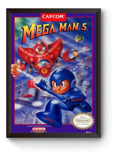 Imagem de Quadro Capa Game Mega Man 5 Nintendinho Poster Moldurado