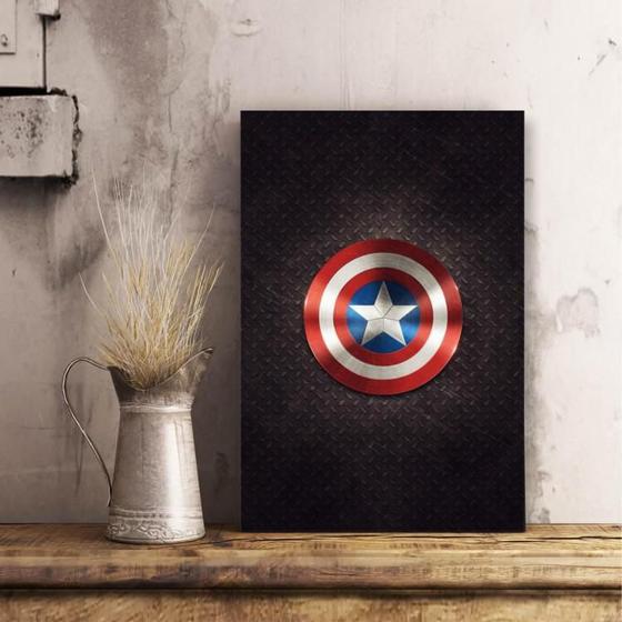 Imagem de Quadro Capitão América Decorativo com Tela de Tecido