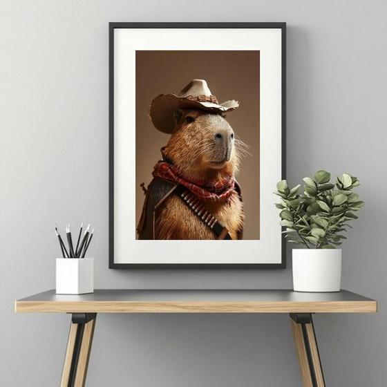 Imagem de Quadro Capivara Cowboy - 60x48cm