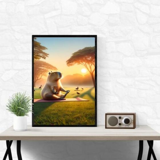 Imagem de Quadro Capivara Fazendo Yoga 45x34cm - com vidro