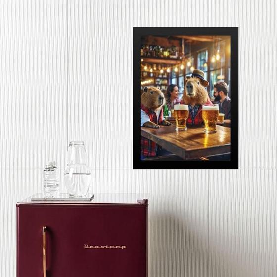 Imagem de Quadro Capivaras Tomando Cerveja 33X24Cm - Com Vidro