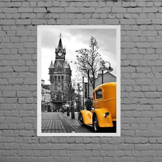 Imagem de Quadro Carro Amarelo Londres 24x18cm - com vidro