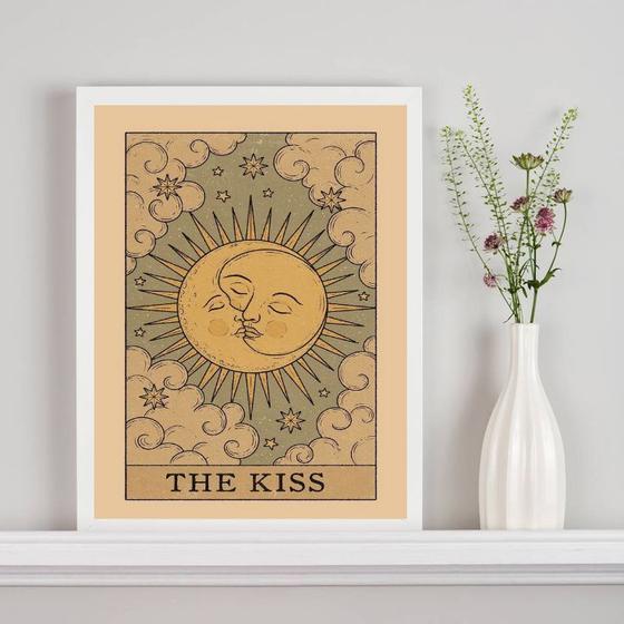 Imagem de Quadro Carta Tarot The Kiss - Sol e Lua 24x18cm - com vidro