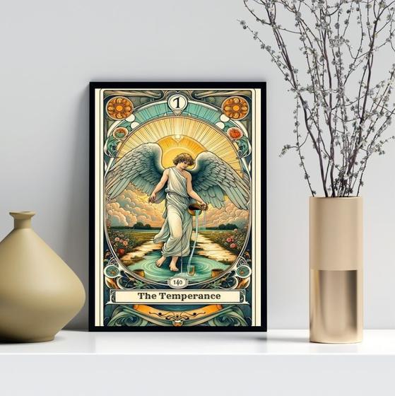 Imagem de Quadro Carta Tarot Vintage - A Temperança 24x18cm - com vidro