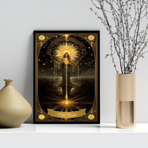 Imagem de Quadro Carta Tarot Vintage - The Star 24x18cm - com vidro