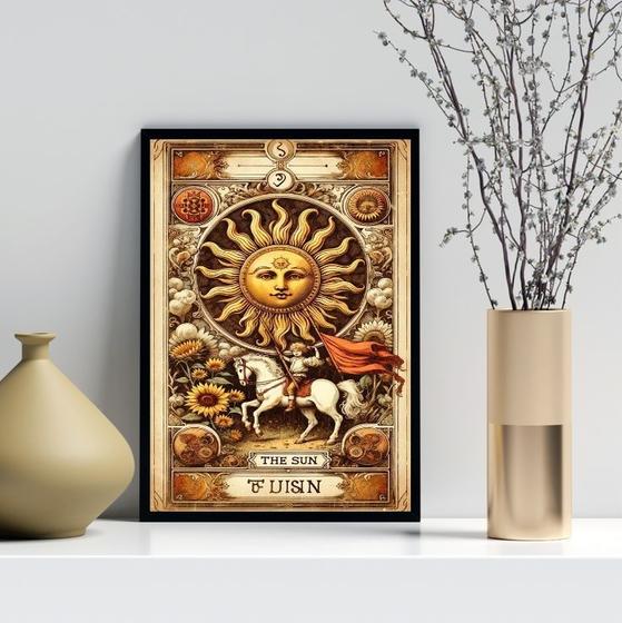 Imagem de Quadro Carta Tarot Vintage - The Sun 33x24cm