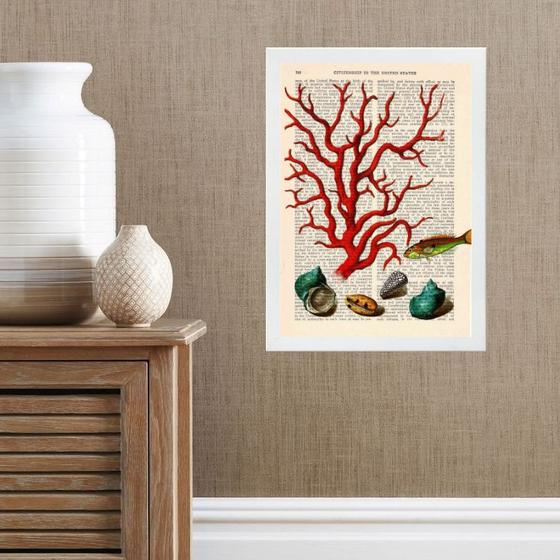 Imagem de Quadro Casa De Praia - Coral Vintage 33x24cm - com vidro