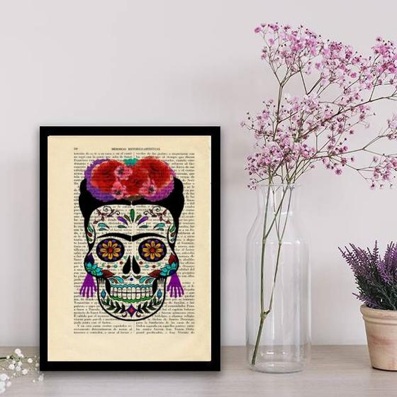 Imagem de Quadro Caveira Mexicana Feminino 45x34cm - com vidro