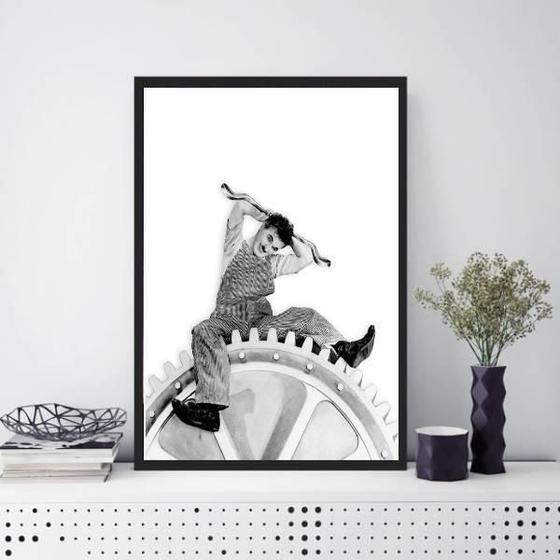 Imagem de Quadro Charlie Chaplin Tempos Modernos 24X18Cm - Com Vidro