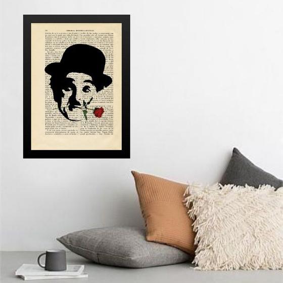 Imagem de Quadro Charlie Chaplin Vintage - Romântico 24x18cm - com vidro