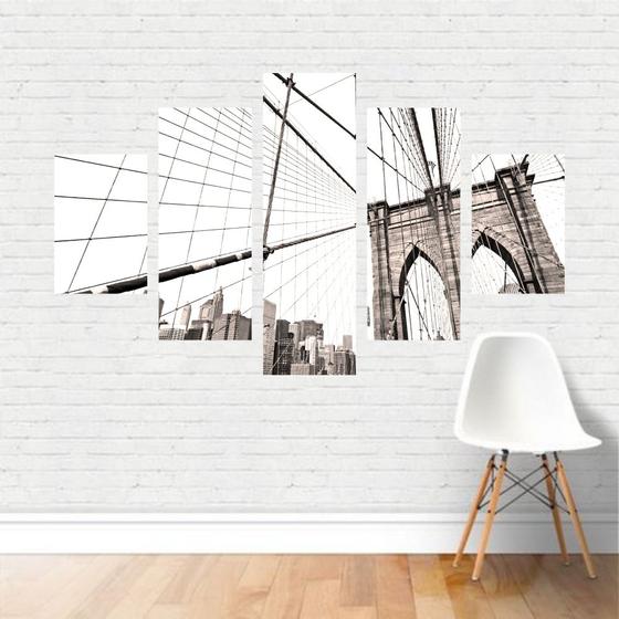 Imagem de Quadro Cidades Ponte Suspensa Brooklyn Manhattan New York Canvas