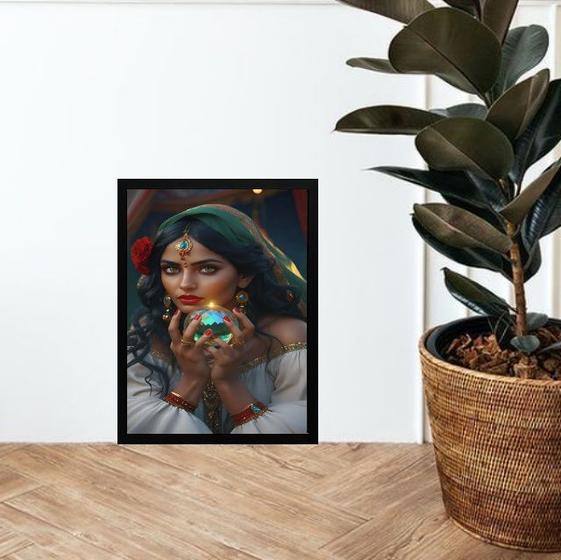 Imagem de Quadro Cigana Com Bola de Cristal 45x34cm - com vidro