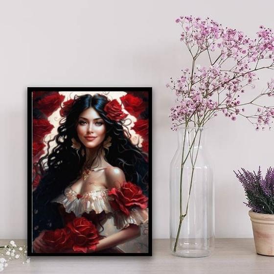 Imagem de Quadro Cigana Rosa Vermelha 45x34cm - com vidro