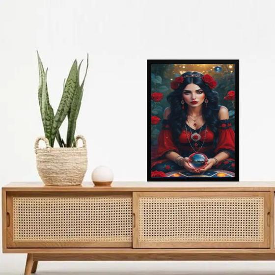 Imagem de Quadro Cigana Rosa Vermelha - Vidente 24x18cm - com vidro