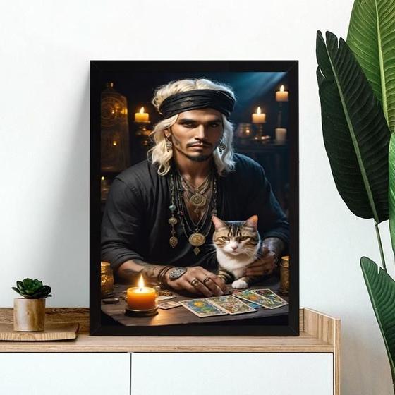 Imagem de Quadro Cigano Com Gato - Tarot 24X18Cm