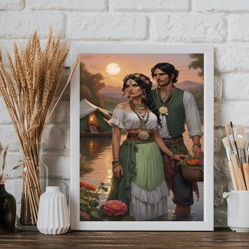 Imagem de Quadro Cigano Wladimir e Cigana Esmeralda 24x18cm - com vidro