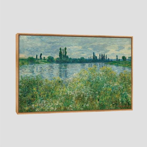 Imagem de Quadro Claude Monet Banks Of The Seine Tela Moldura Bege 95X63Cm