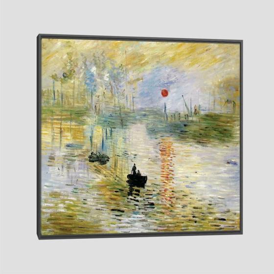 Imagem de Quadro Claude Monet Nascer Do Sol Tela Moldura Preta 60X60Cm