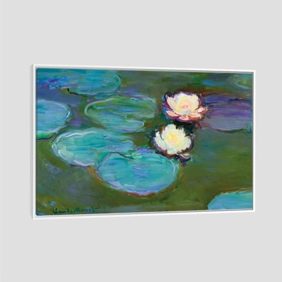 Imagem de Quadro Claude Monet Nympheas Tela Moldura Branca 45X30Cm