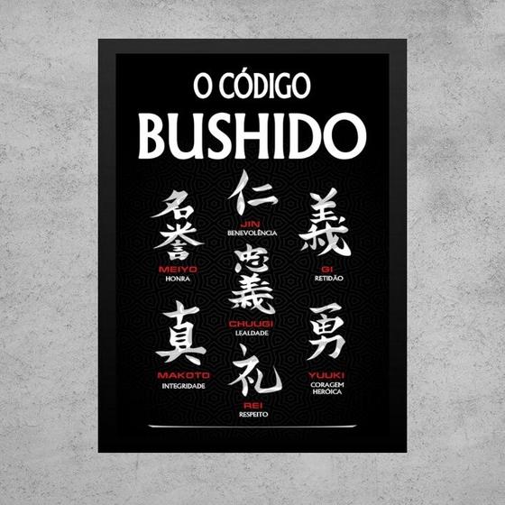 Imagem de Quadro Código Bushido - 7 Virtudes Samurai 24x18cm - com vidro
