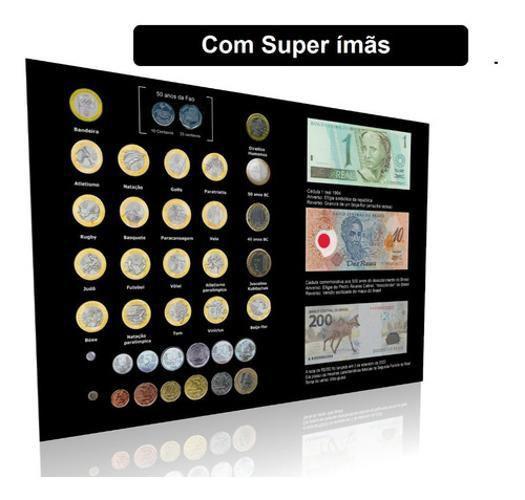 Imagem de Quadro Coleção Plano Real Moedas Comemorativa Nota 200 Reais