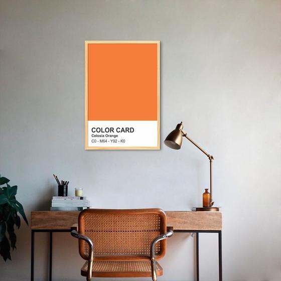 Imagem de Quadro Color Card Celosia Orange 60x43 Caixa Marfim Moldura Caixa, Marfim