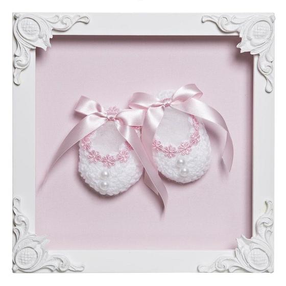Imagem de Quadro Com Acrílico  Sapatinhos Quarto Bebê Infantil