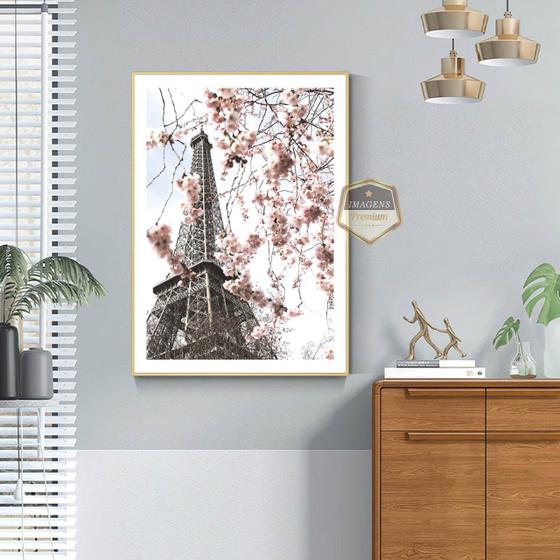 Imagem de Quadro Com Moldura Decorativo Grande Alta Resolução Para Sala Quarto Escritório Torre Eiffel  