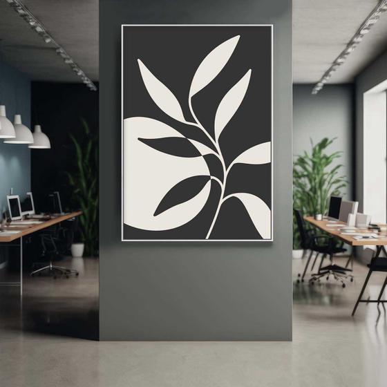 Imagem de Quadro com Moldura Decorativo Para Sala Quarto Hall Abstrato Minimalista Preto