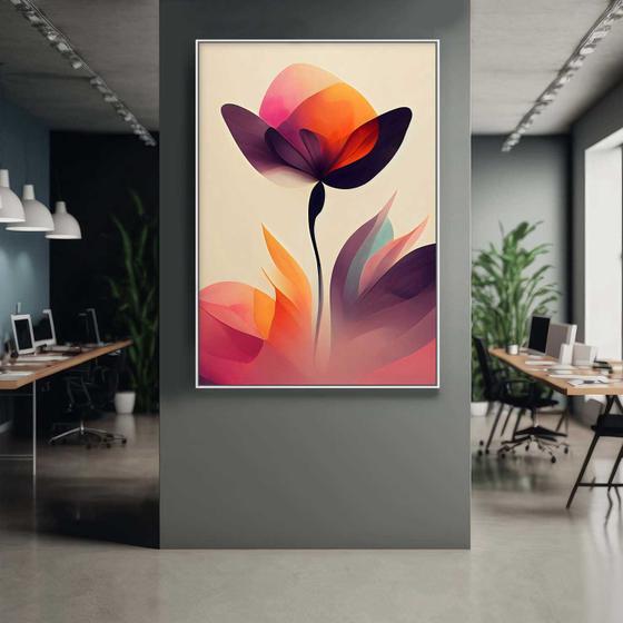 Imagem de Quadro com Moldura Decorativo Para Sala Quarto Hall Flor Abstrato