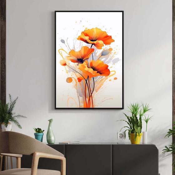 Imagem de Quadro com Moldura Decorativo Para Sala Quarto Hall Ilustração Flores