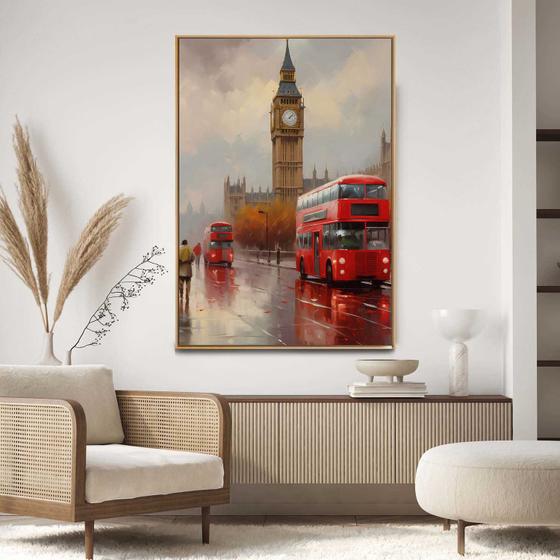 Imagem de Quadro com Moldura Decorativo Para Sala Quarto Hall Londres Chuva Arte