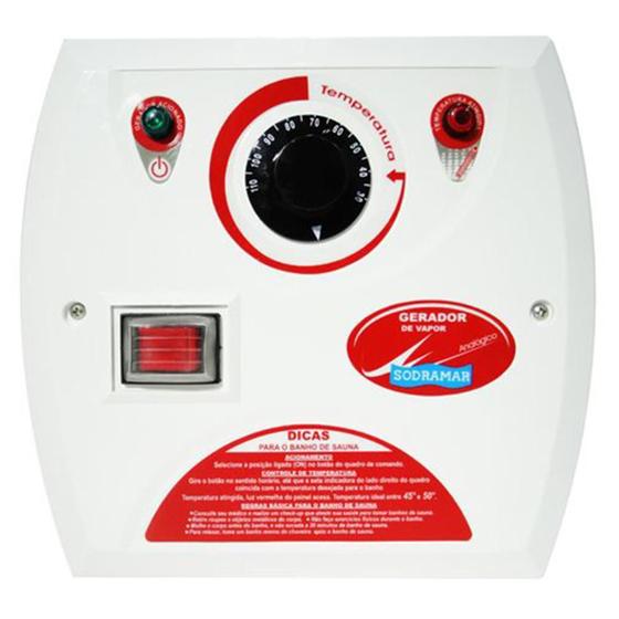 Imagem de Quadro Comando Analogico com termostato para Sauna e Gerador de Vapor  de 6 e 9 kw Sodramar