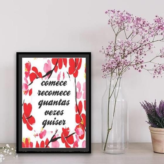 Imagem de Quadro Comece E Recomece Quantas Vezes Quiser 24X18Cm Preta