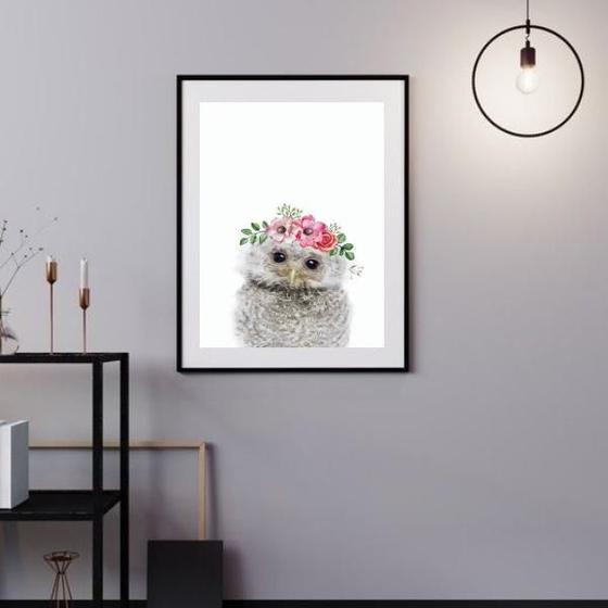 Imagem de Quadro Corujinha Baby - Flores - 60X48 Cm