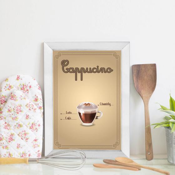 Imagem de Quadro Cozinha Café Cappuccino 22x32 Moldura Branca