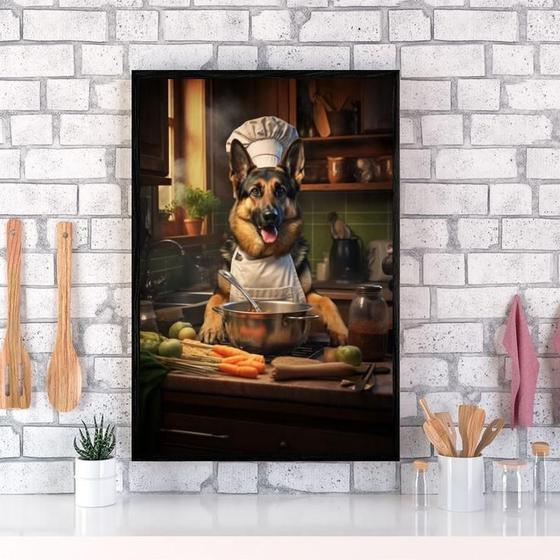 Imagem de Quadro Cozinha Cão Raça Pastor Alemão 24X18Cm - Com Vidro